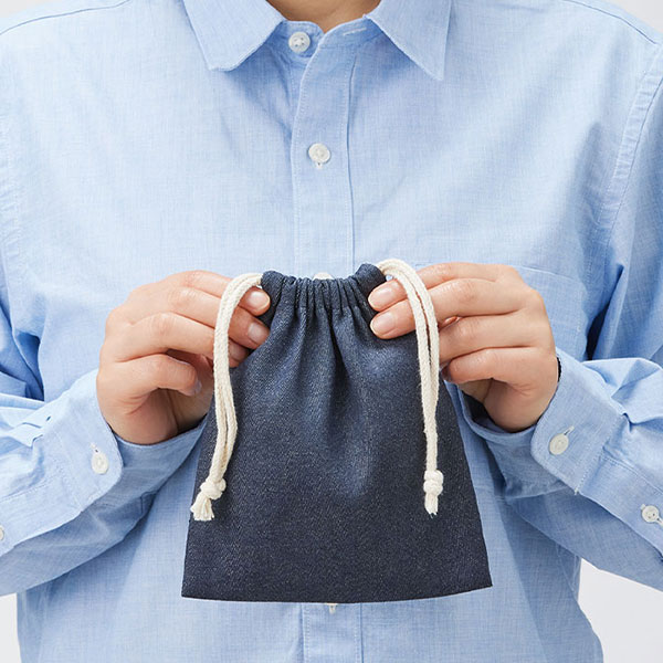 【シルク印刷必須商品】デニムライク巾着（S）