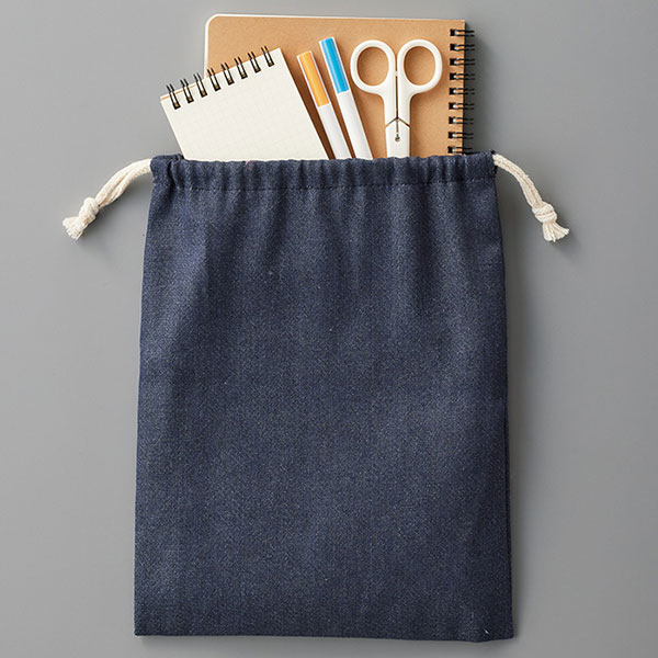 【シルク印刷必須商品】デニムライク巾着（M）