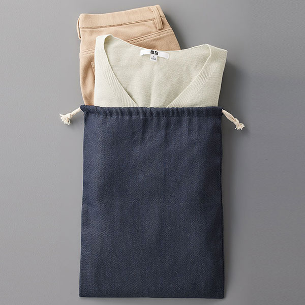 【シルク印刷必須商品】デニムライク巾着（L）