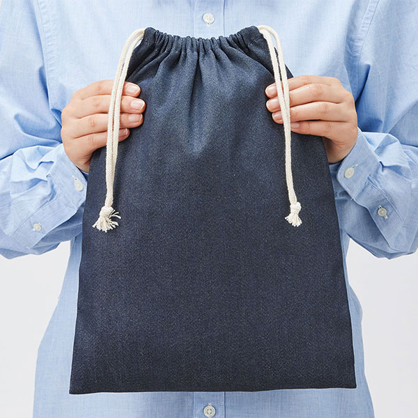 【シルク印刷必須商品】デニムライク巾着（L）