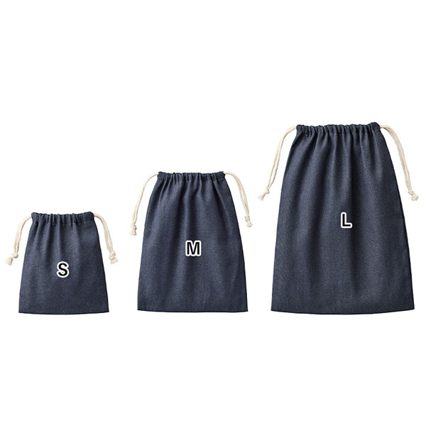 【シルク印刷必須商品】デニムライク巾着（L）