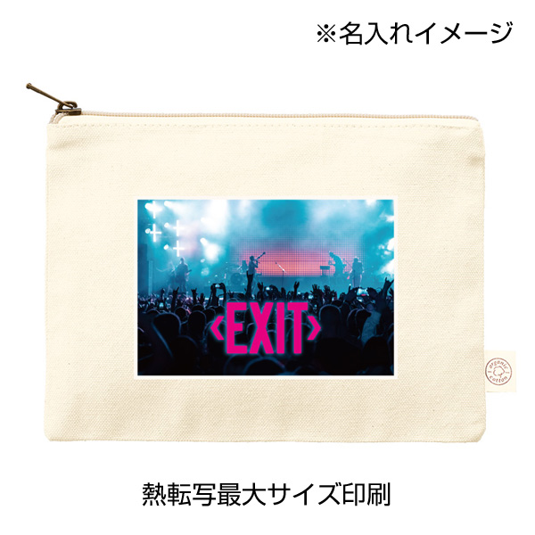 オーガニックコットンキャンバスフラットポーチ（M）　ナチュラル