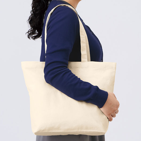 厚手コットンベーシックトート（M）ワイド　ナチュラル