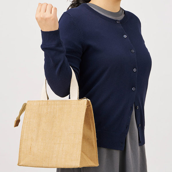 ジュートスクエア保冷トート（S）　ナチュラルベージュ