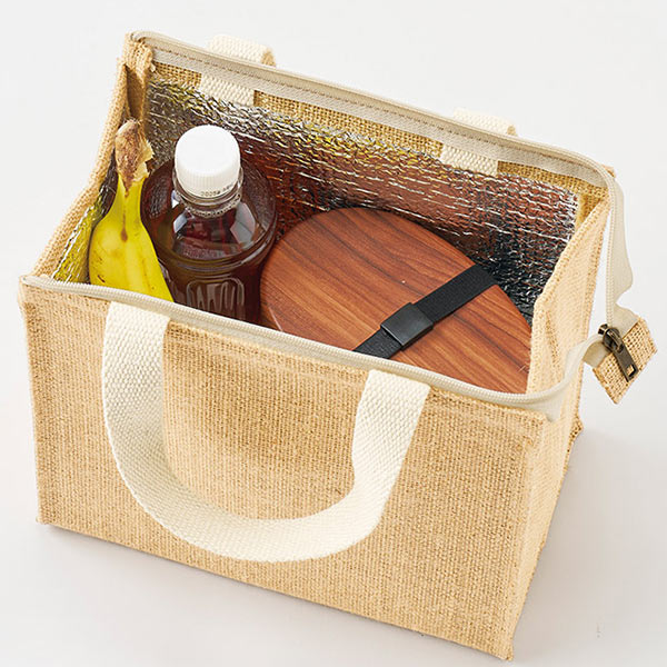 ジュートスクエア保冷トート（S）　ナチュラルベージュ