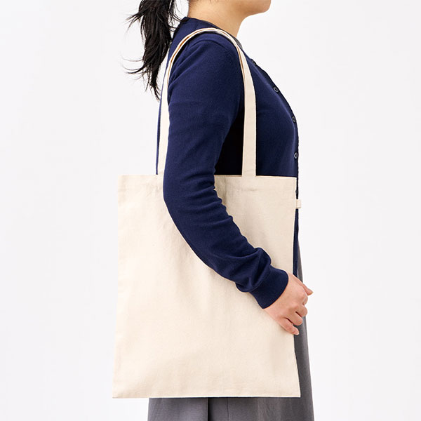 キャンバスフラットトートループ付　ナチュラル