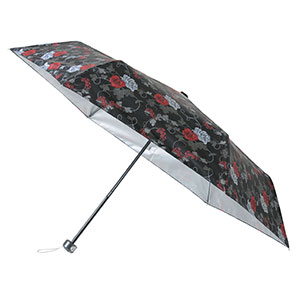 晴雨兼用バラ柄シルバーコート折りたたみ傘