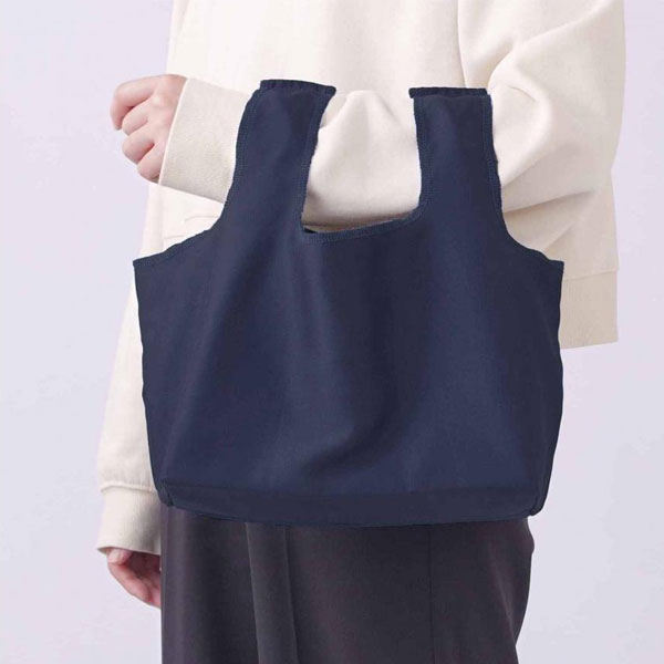 スエード風　コンビニエコバッグ(ネイビー)