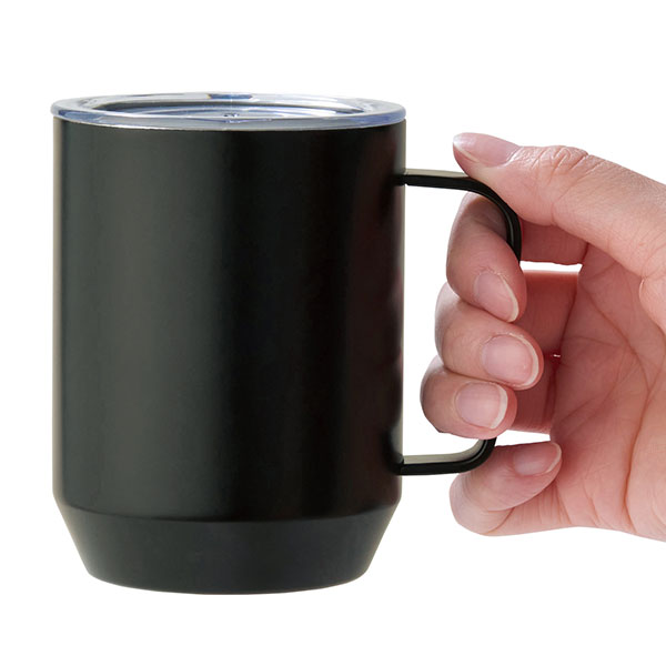 蓋付き真空ステンレスマグカップ400ml(ブラック)【グッズストア