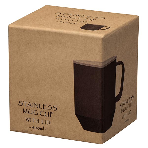 蓋付き真空ステンレスマグカップ400ml(ブラック)