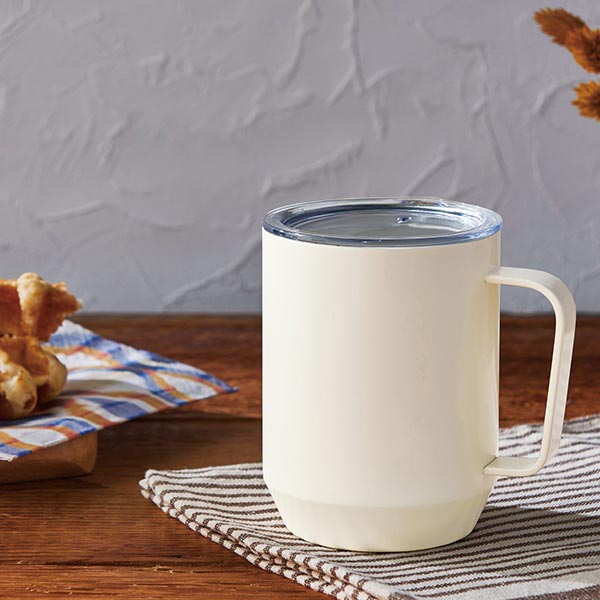 蓋付き真空ステンレスマグカップ400ml(オフホワイト)