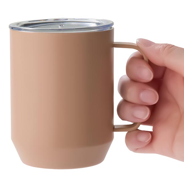 蓋付き真空ステンレスマグカップ400ml(ピンクグレー)
