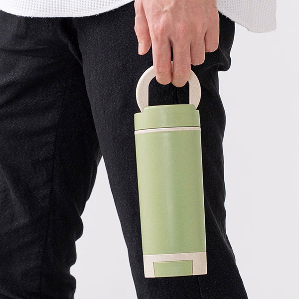 スマホスタンド付きバンブーボトル400ml(グリーン)