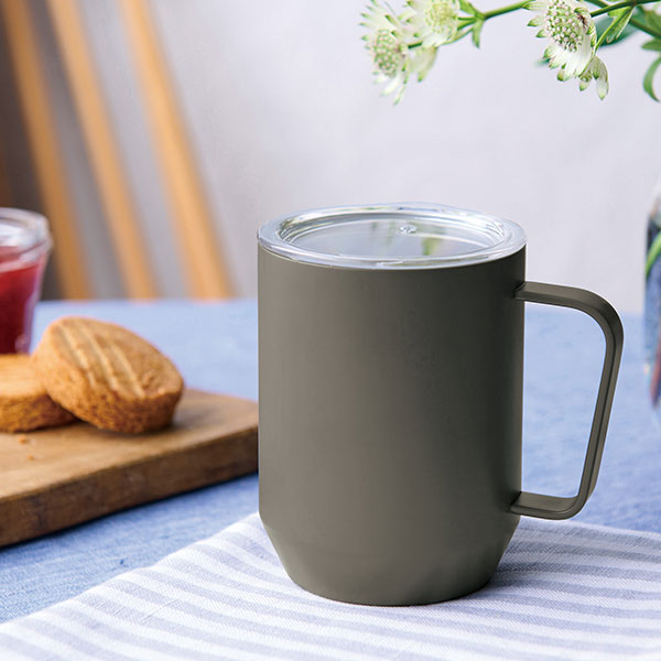 蓋付き真空ステンレスマグカップ400ml(グレー)