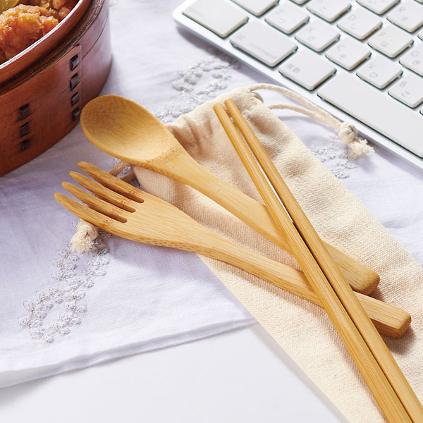 プラスチックスマート　バンブーカトラリーセット