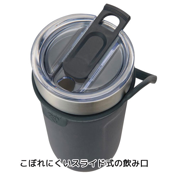 ハンドル付き真空ステンレスタンブラー550ml(グレー)