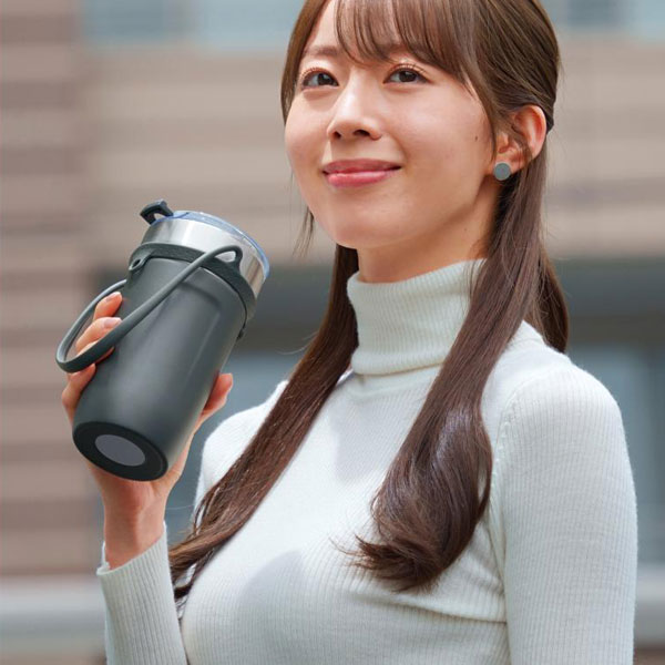 ハンドル付き真空ステンレスタンブラー550ml(グレー)