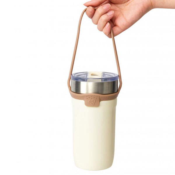 ハンドル付き真空ステンレスタンブラー550ml(ベージュ)