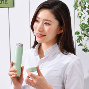 ストッパー付き真空ステンレススリムボトル200ml　1本