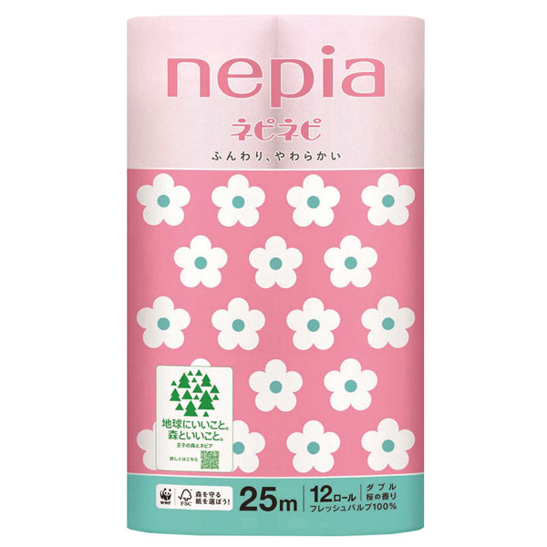 ネピア　ネピネピトイレットロール　12ロール　ダブル(25m)桜