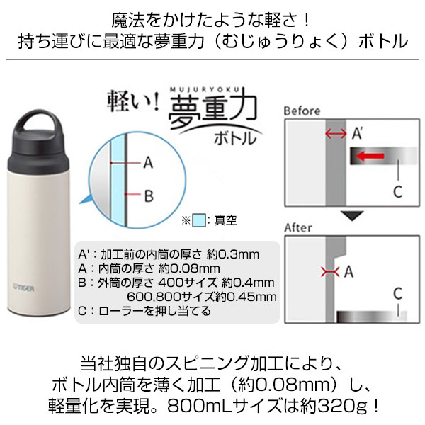 【名入れ可能】タイガー 真空断熱ボトル 0.8L