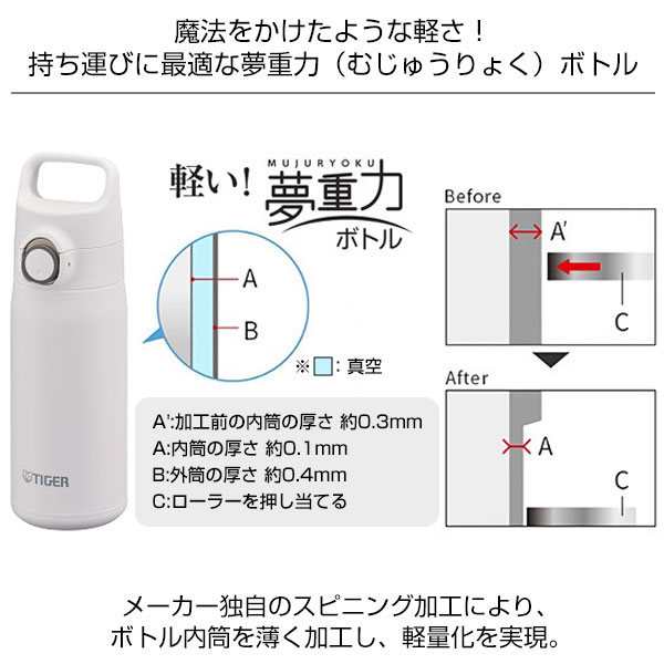 【名入れ可能】タイガー 真空断熱ボトル 0.5L（ワンプッシュ）