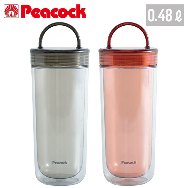【名入れ可能】ピーコック クリアボトル(ダブルウォール)スクリュー 0.48L